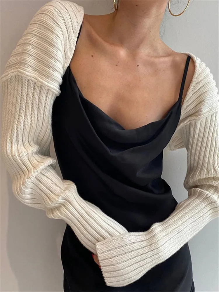 Knit Sweater Stylish Cropped Sleeve