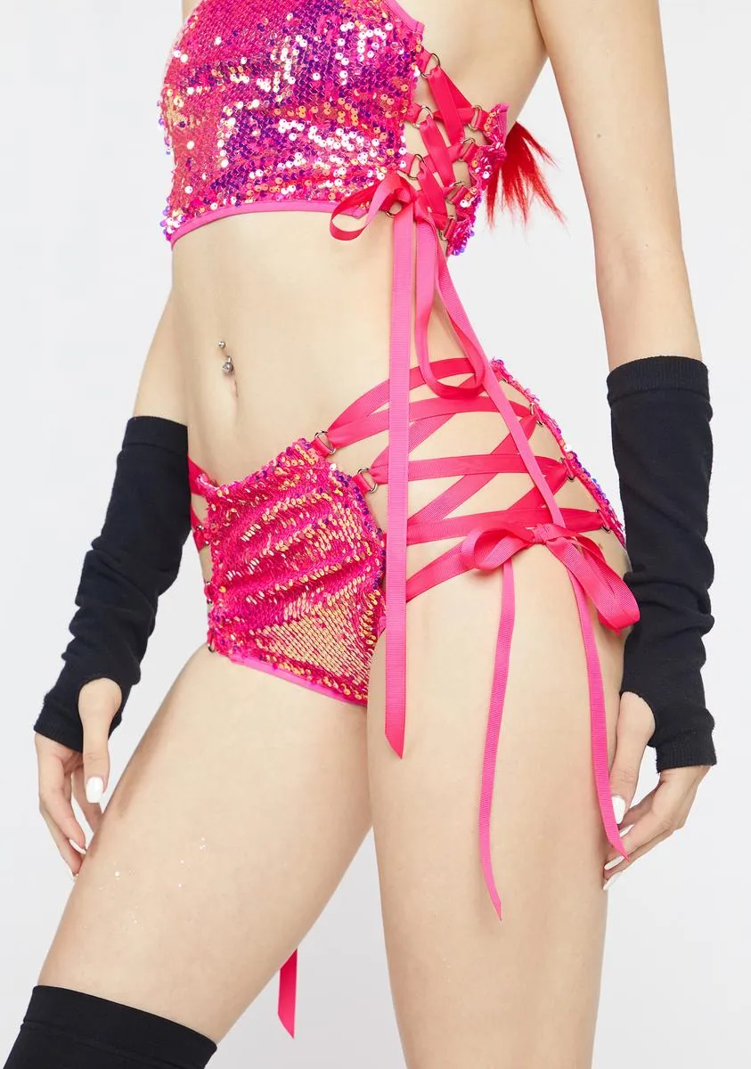 Lady Technotopia Flip Sequin Shorts