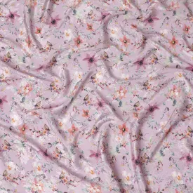 Lavender Garden Synthetic Crepe Fabric, 110cm Width - Vibrant Floral Print from India-D17931