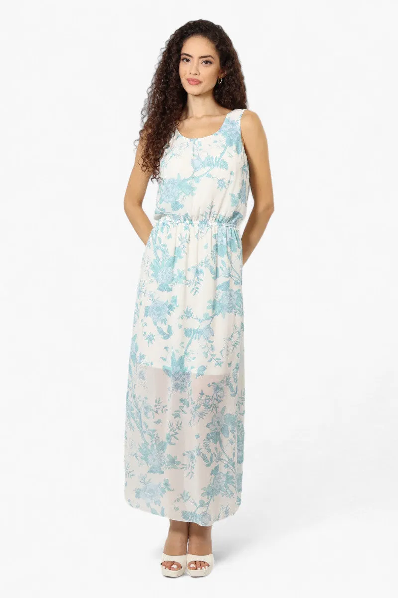 Limite Floral Sleeveless Tank Maxi Dress - White