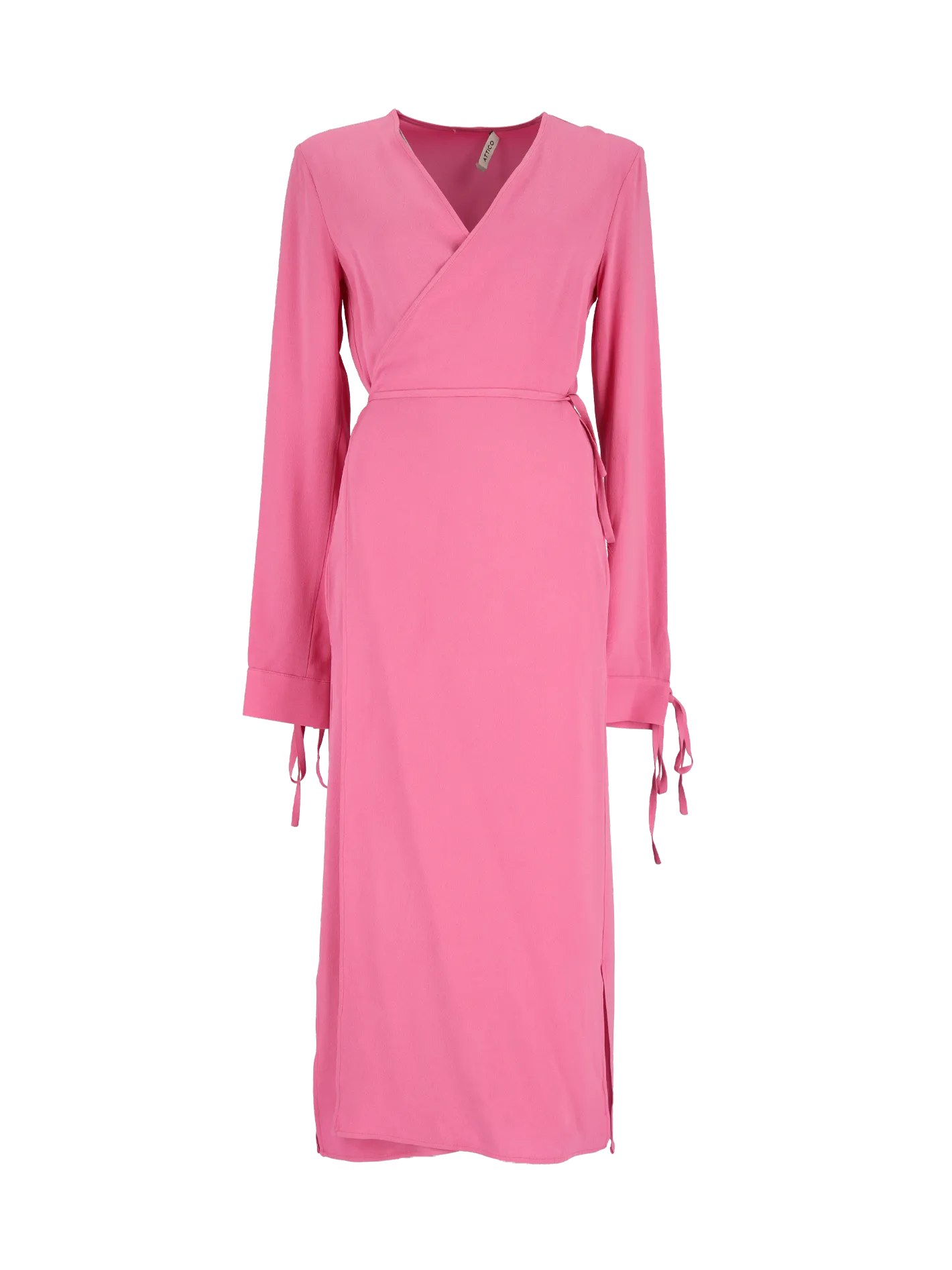 long-sleeve wrap midi dress