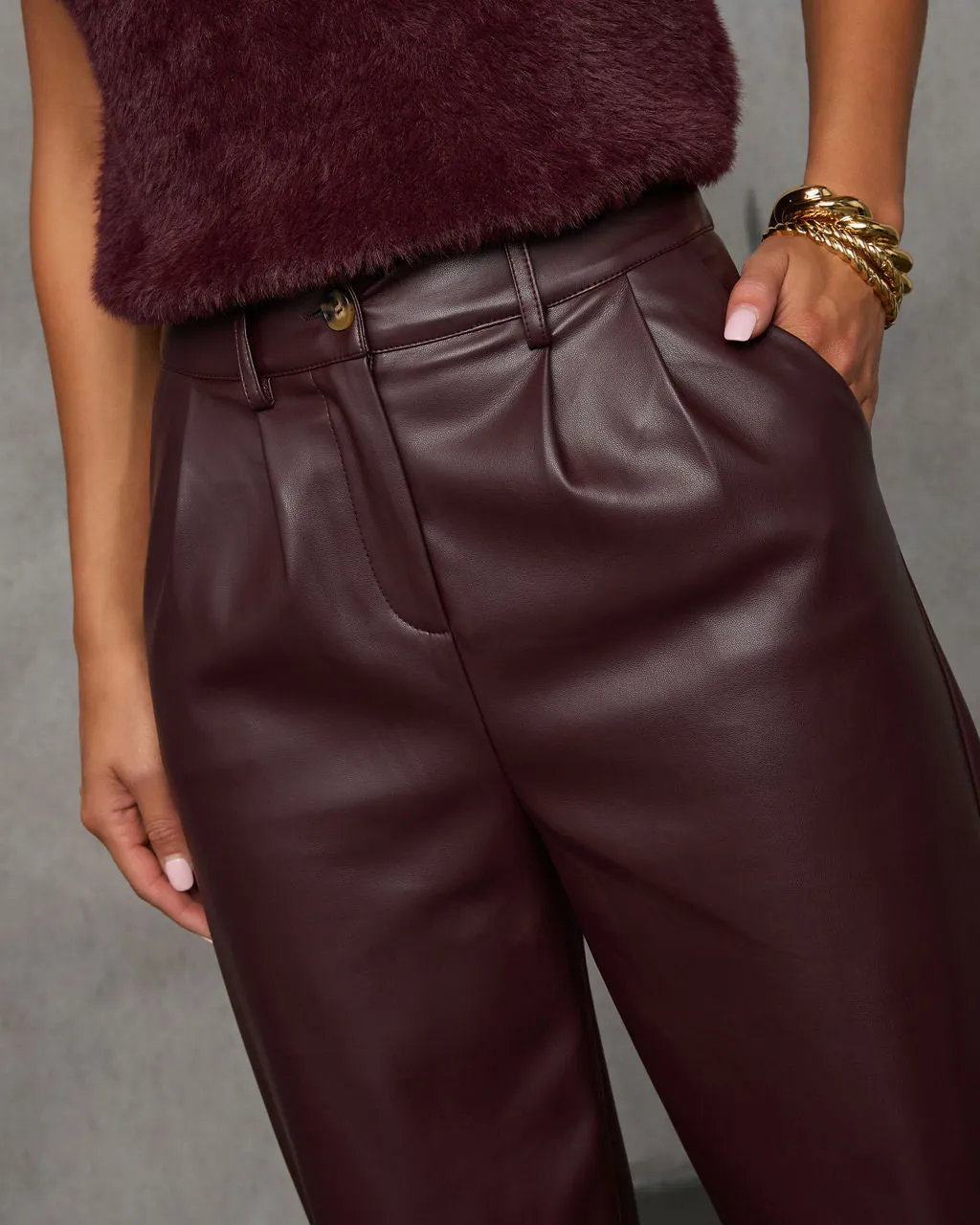 Look This Way Pleated Leather Pants