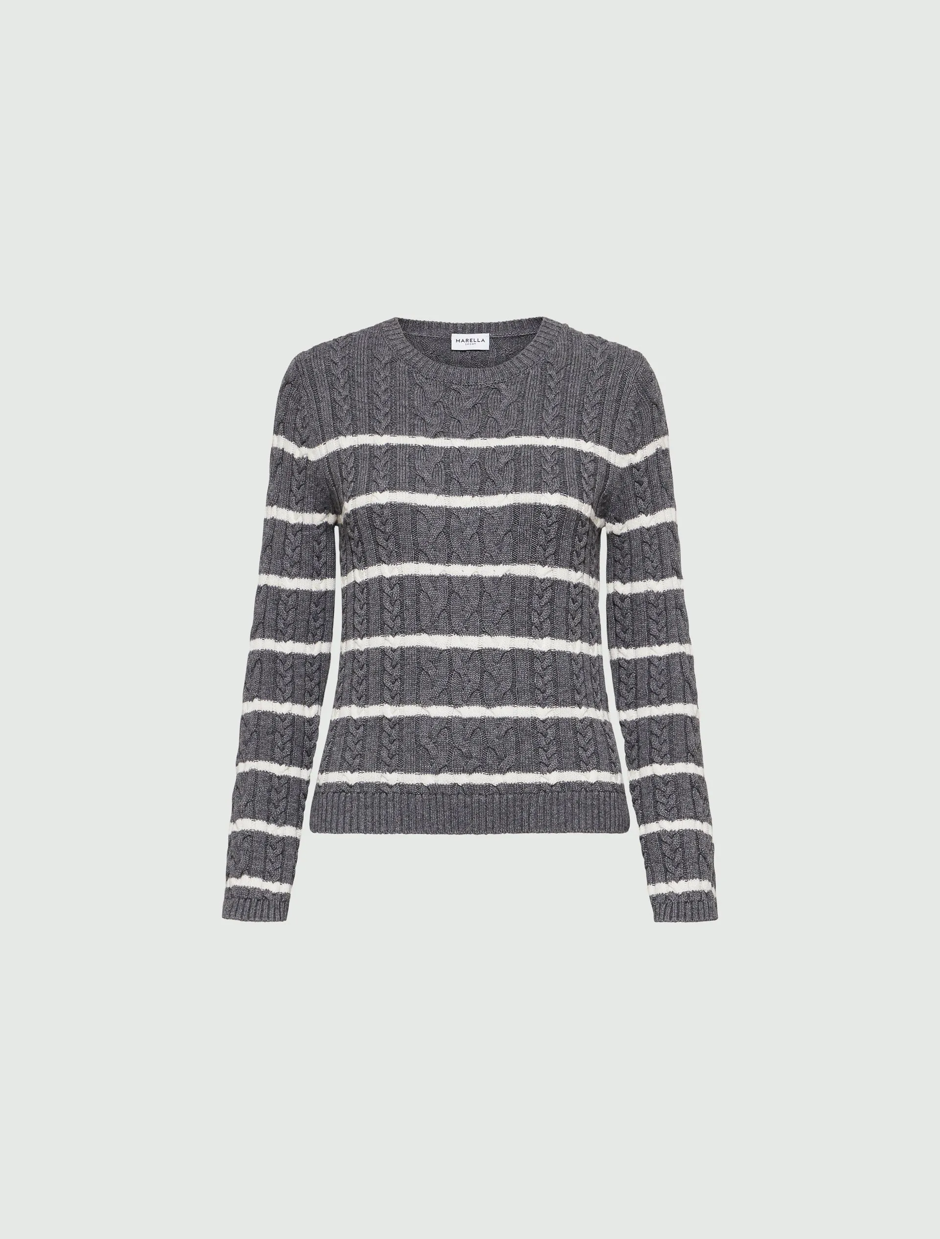 MARELLA Grey & White Stripe Jumper