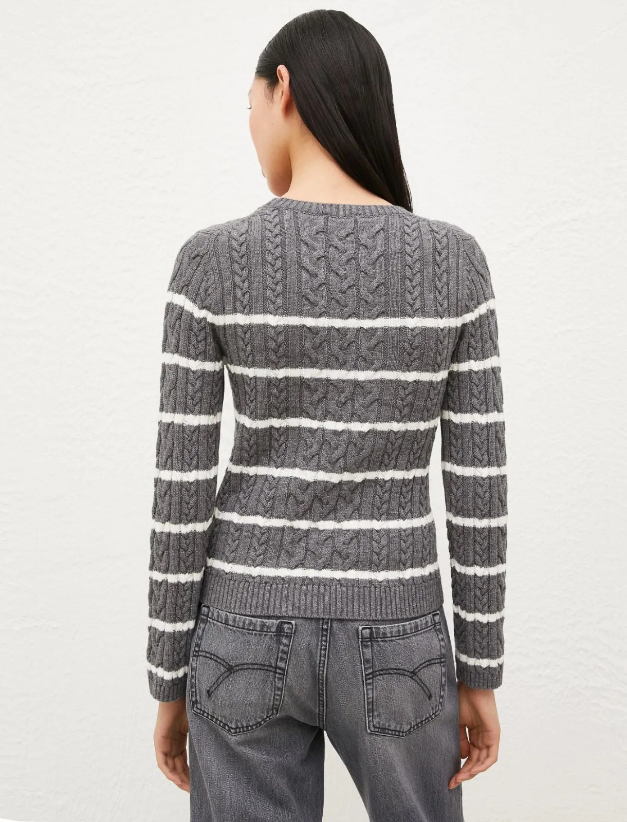 MARELLA Grey & White Stripe Jumper