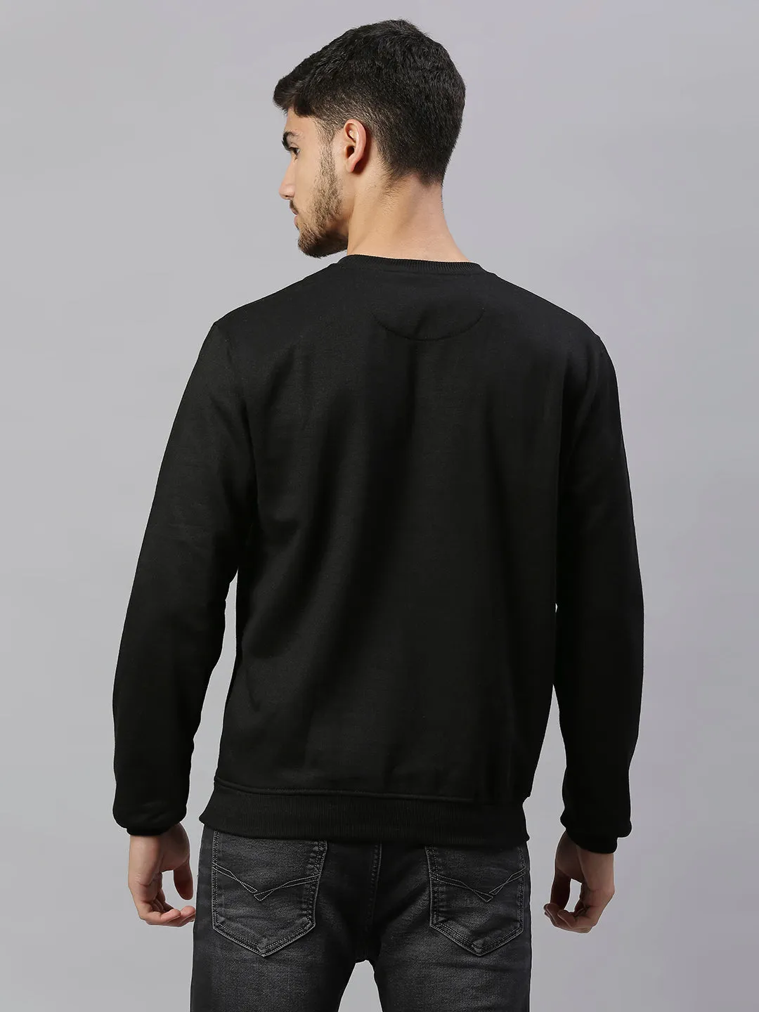 Men's Black Regular Fit Winterwear Sweatshirts