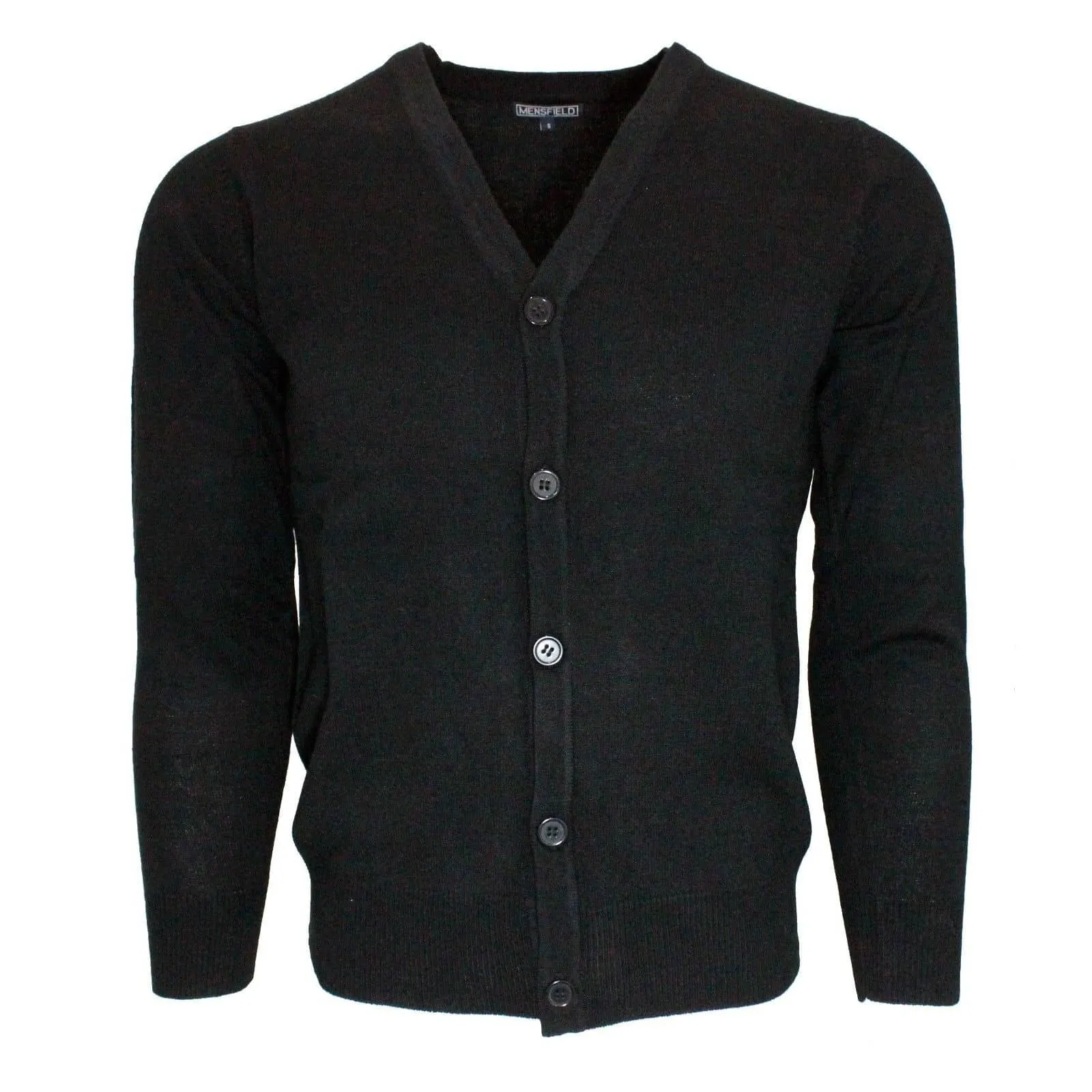 Men's Black V-Neck Cardigan Sweater