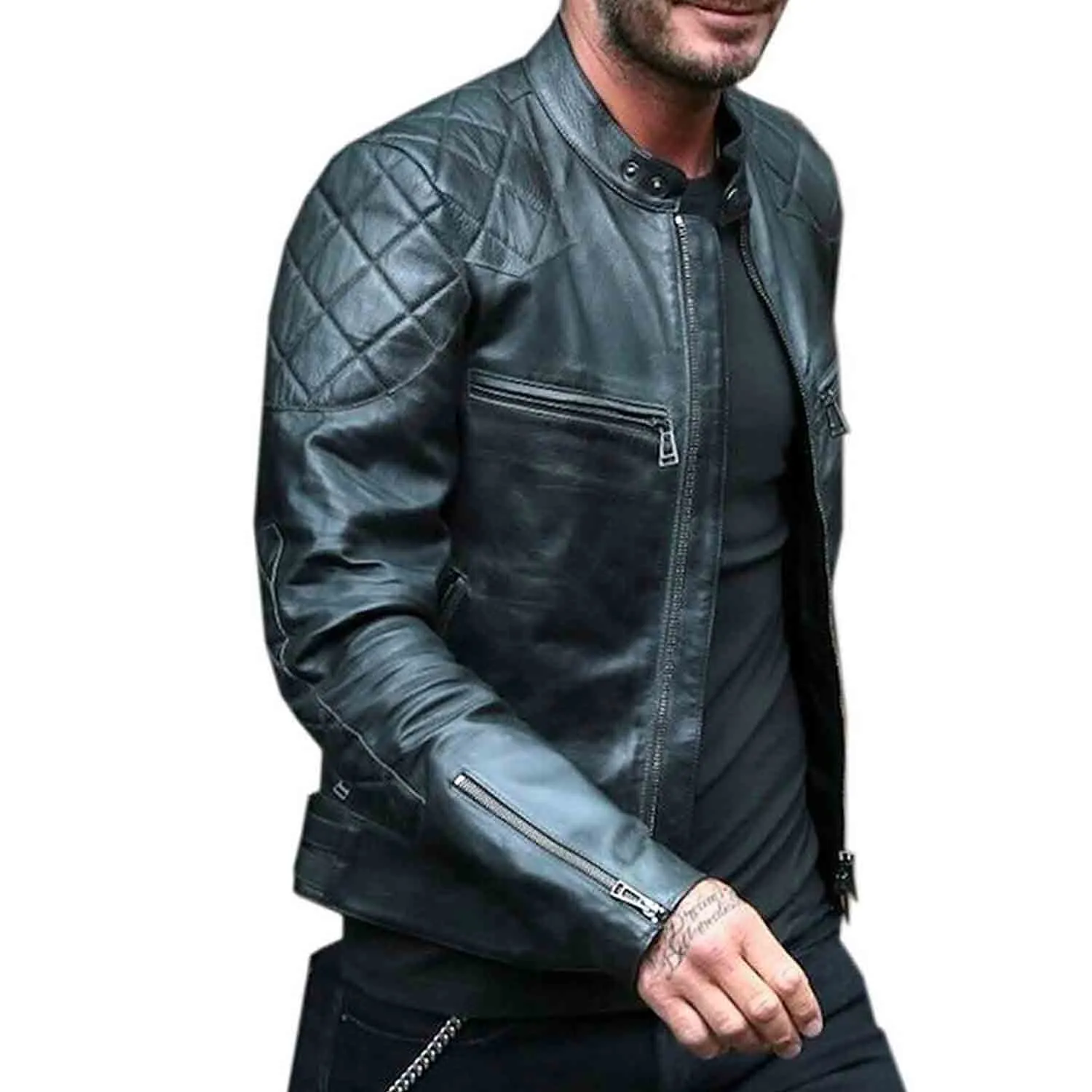 Mens Genuine Leather David Beckham Replica Coat Jacket Most Sizes