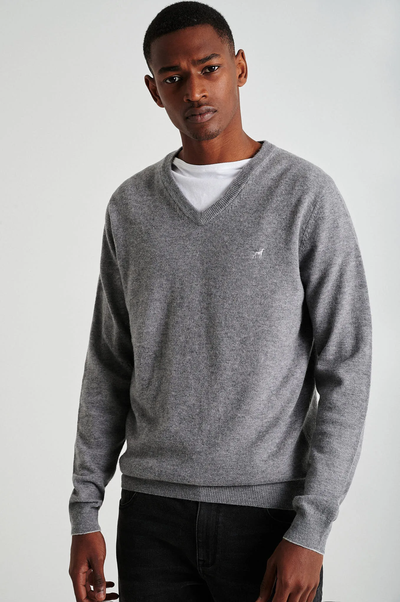 Men's lambswool blend V neck sweater