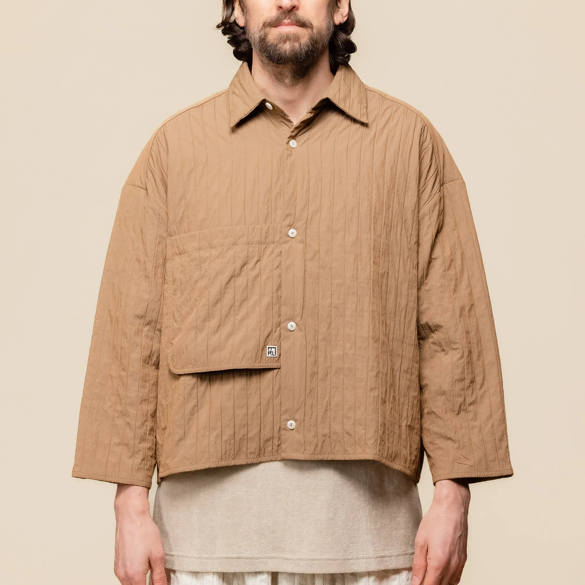 Merely Made - Quilted Cropped Shirt - Sage Brown