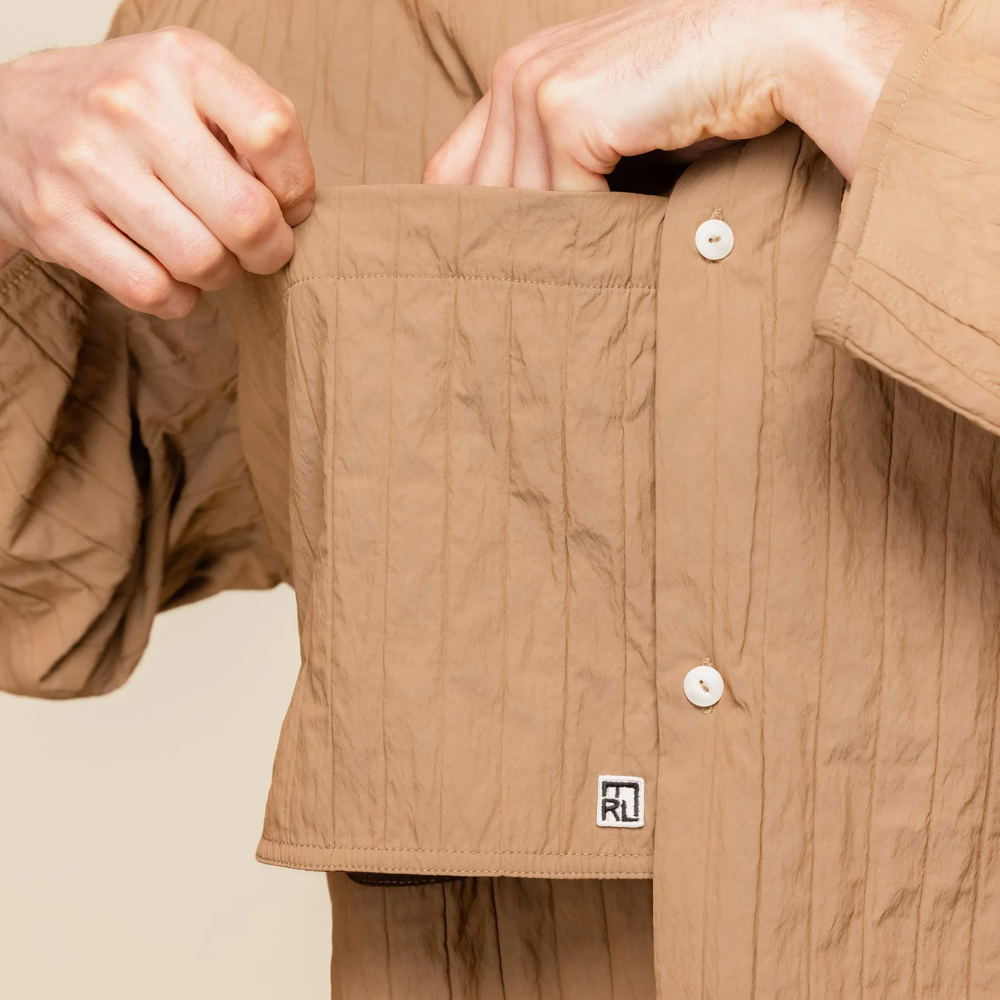 Merely Made - Quilted Cropped Shirt - Sage Brown