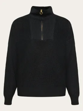 Merino half zip high neck - Black Jet