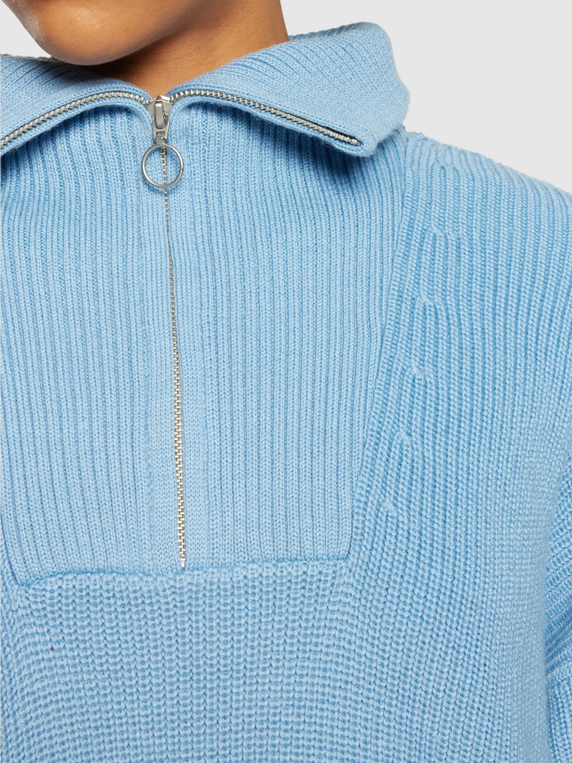 Merino half zip high neck - Glacier Lake