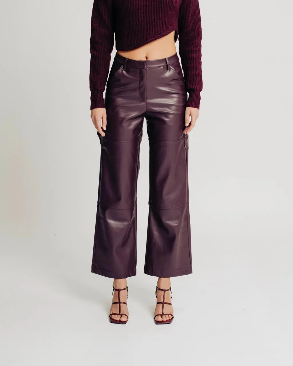 Merlot Faux Leather Pants