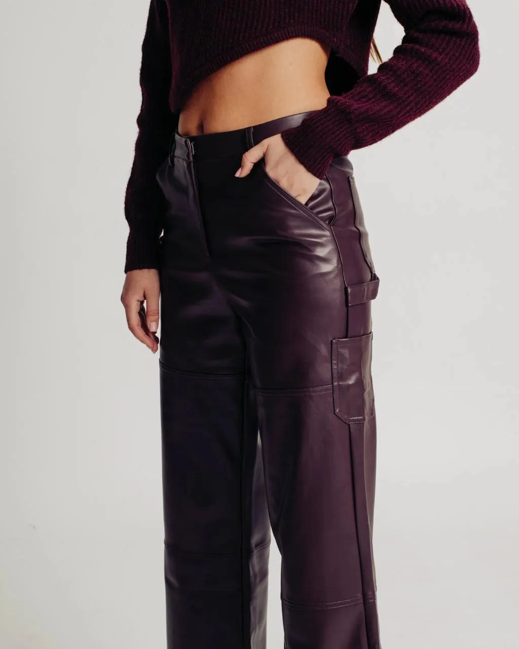 Merlot Faux Leather Pants