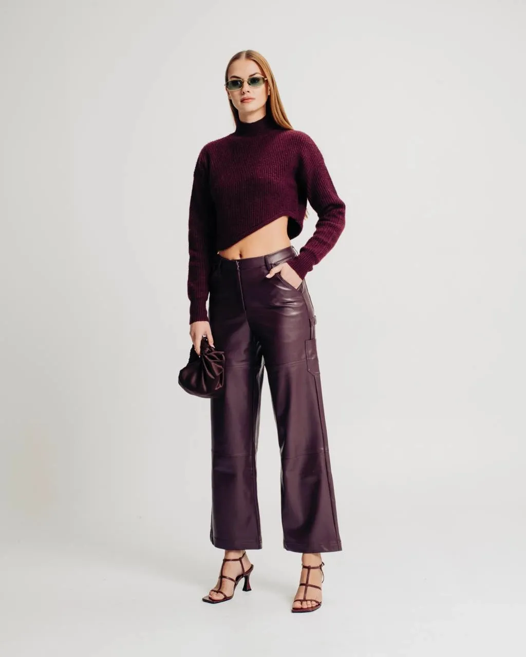 Merlot Faux Leather Pants