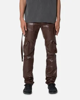 MNML D152 Leather Cargo Pants Brown