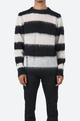 Mohair Striped Sweater - Black/White