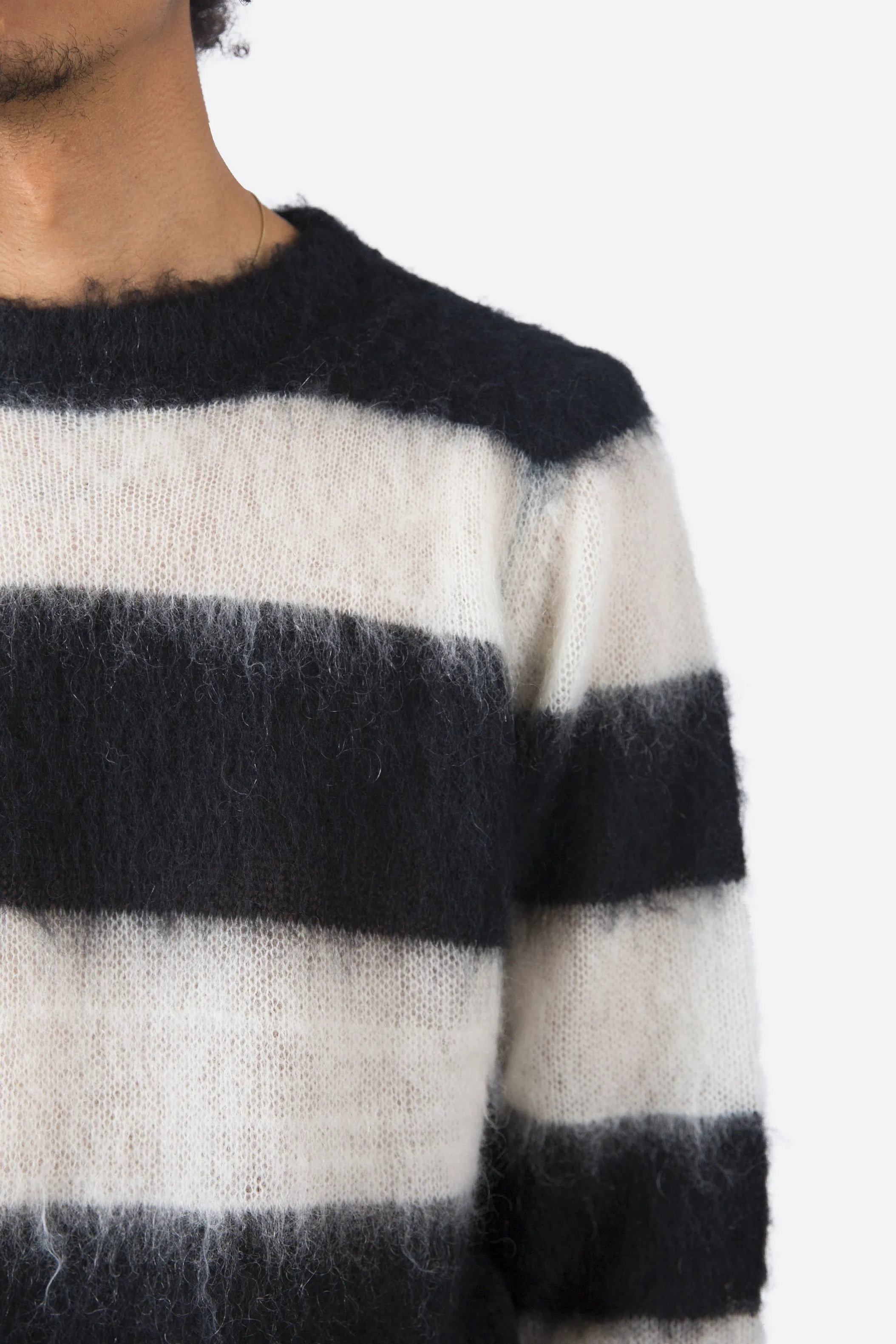 Mohair Striped Sweater - Black/White