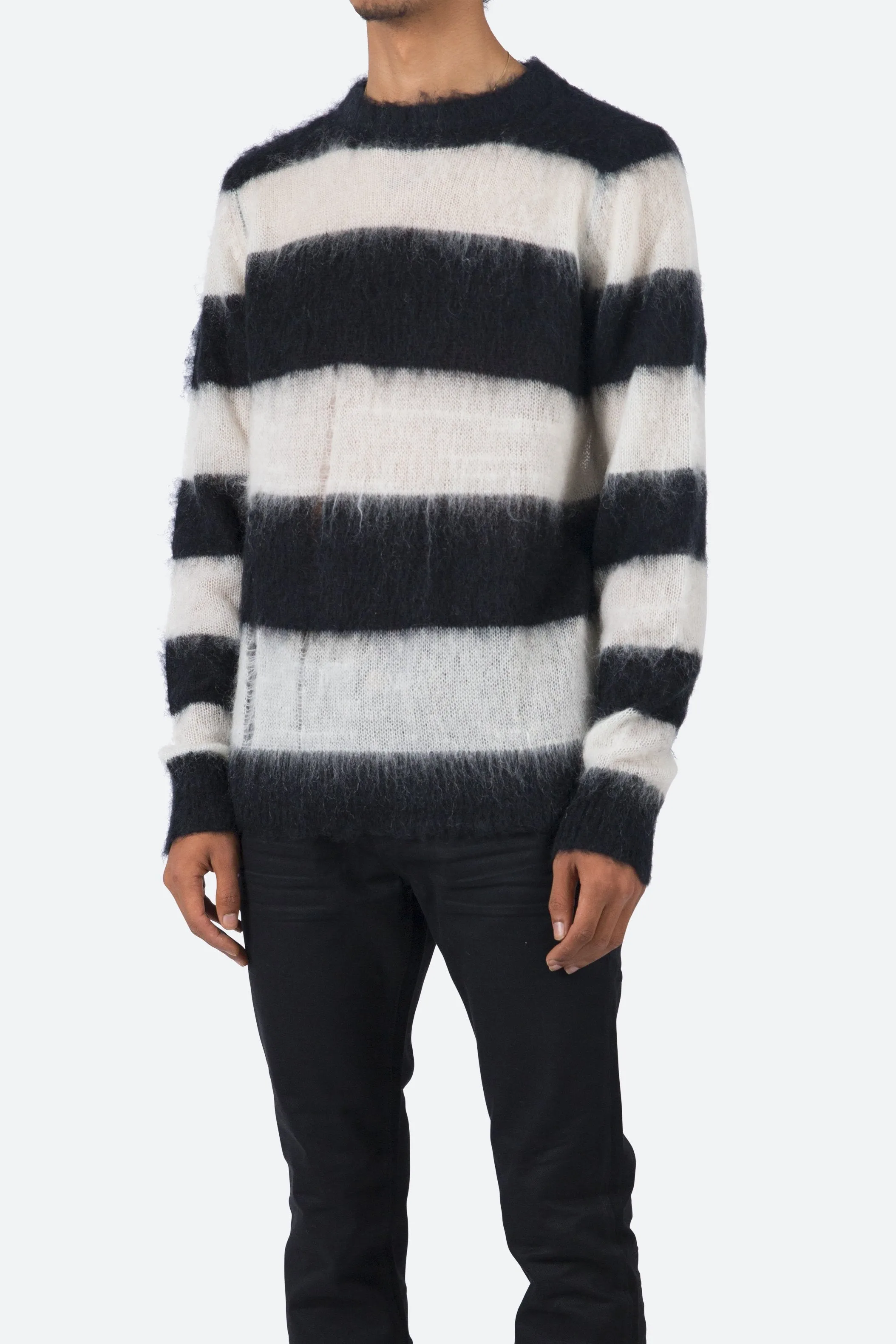 Mohair Striped Sweater - Black/White