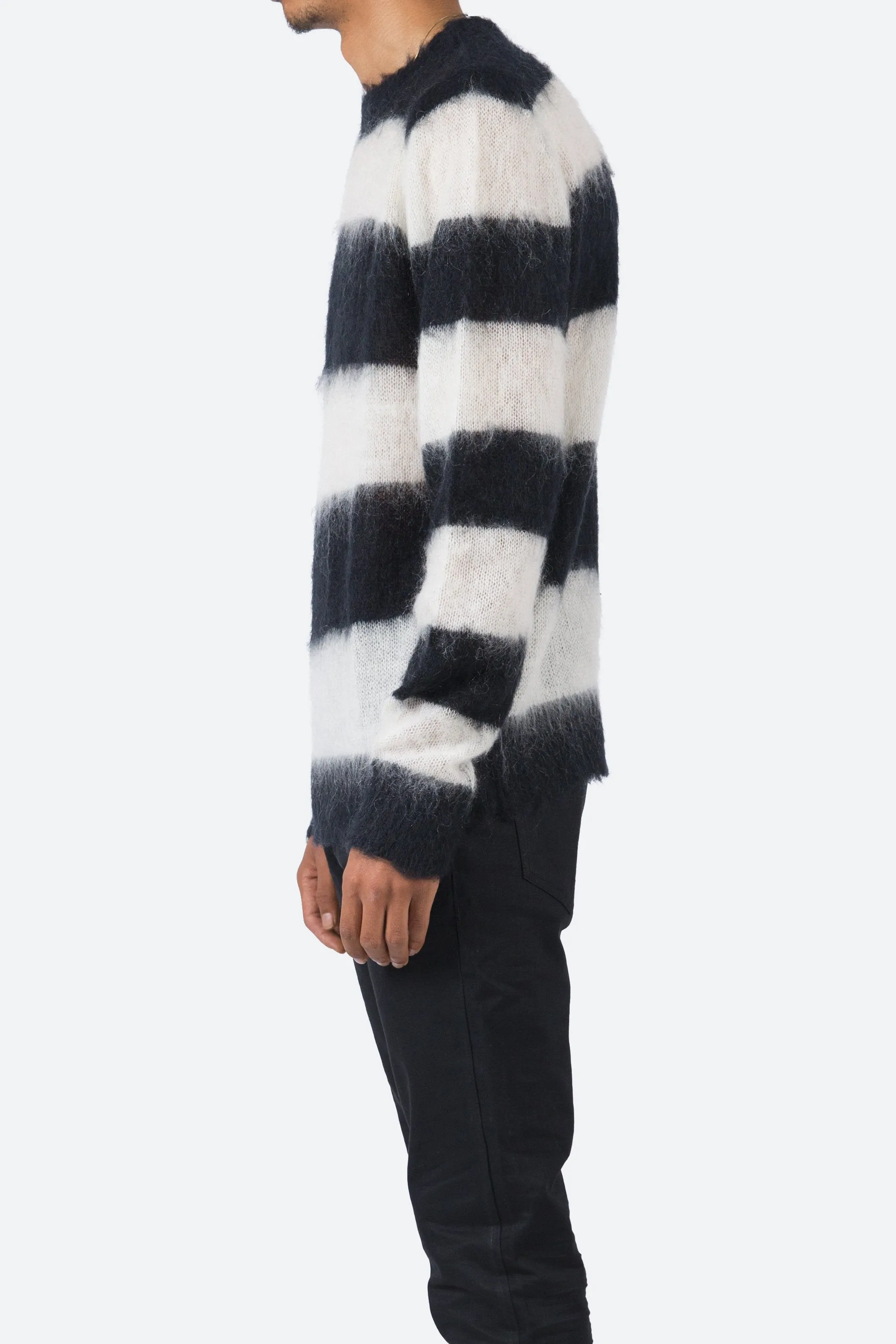 Mohair Striped Sweater - Black/White