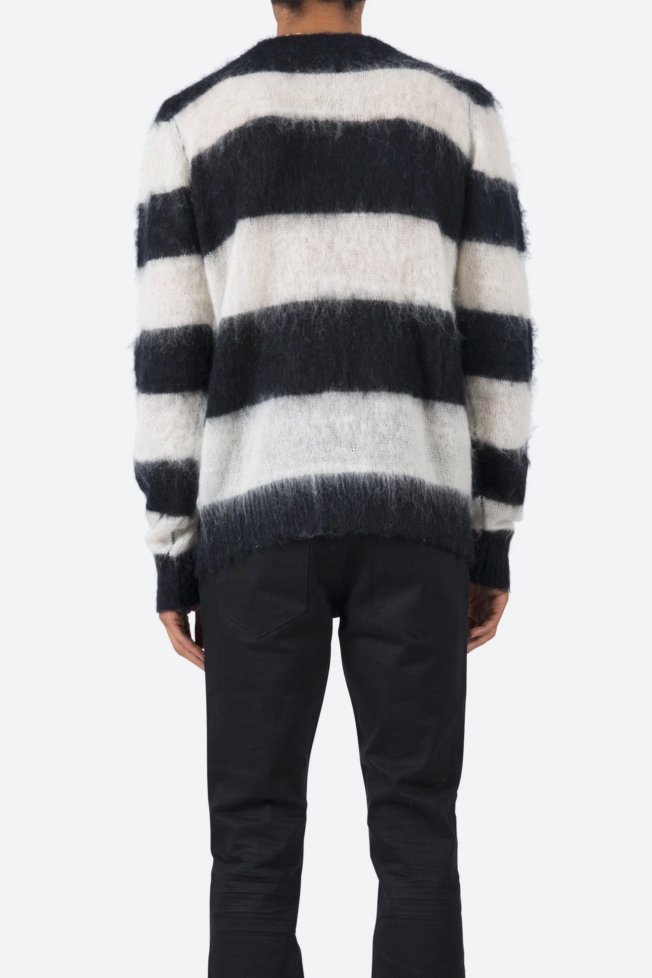 Mohair Striped Sweater - Black/White