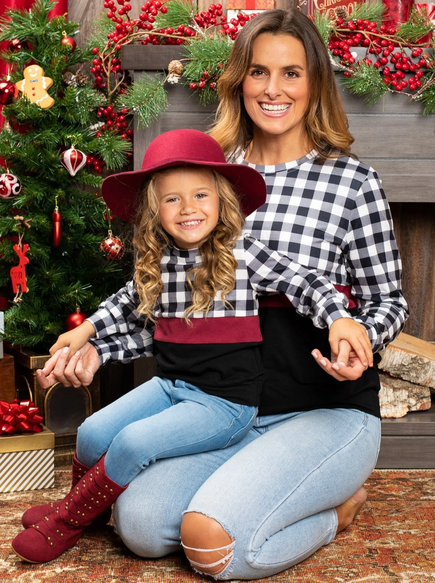 Mommy and Me Stand Out Plaid Colorblock Top