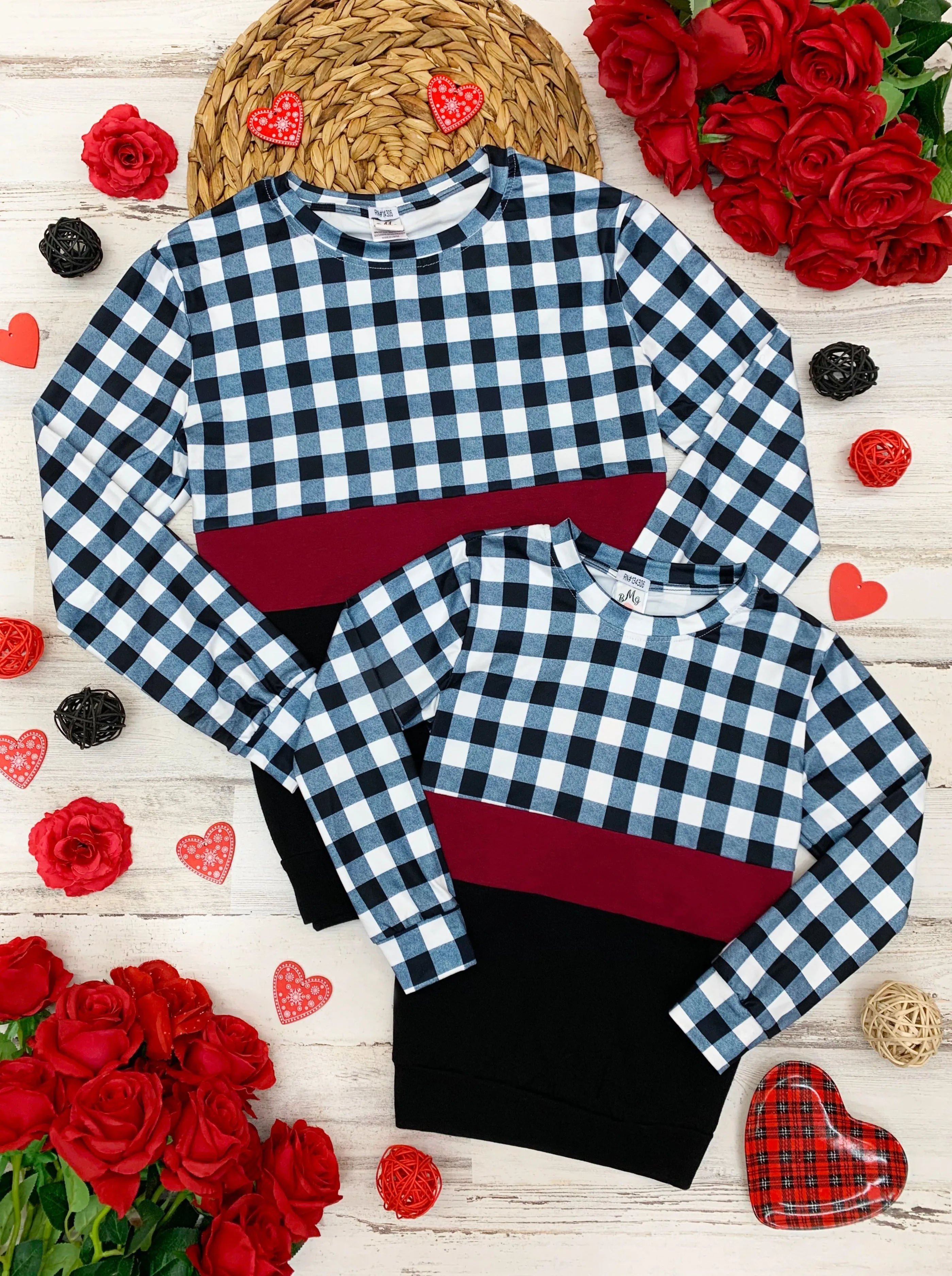 Mommy and Me Stand Out Plaid Colorblock Top