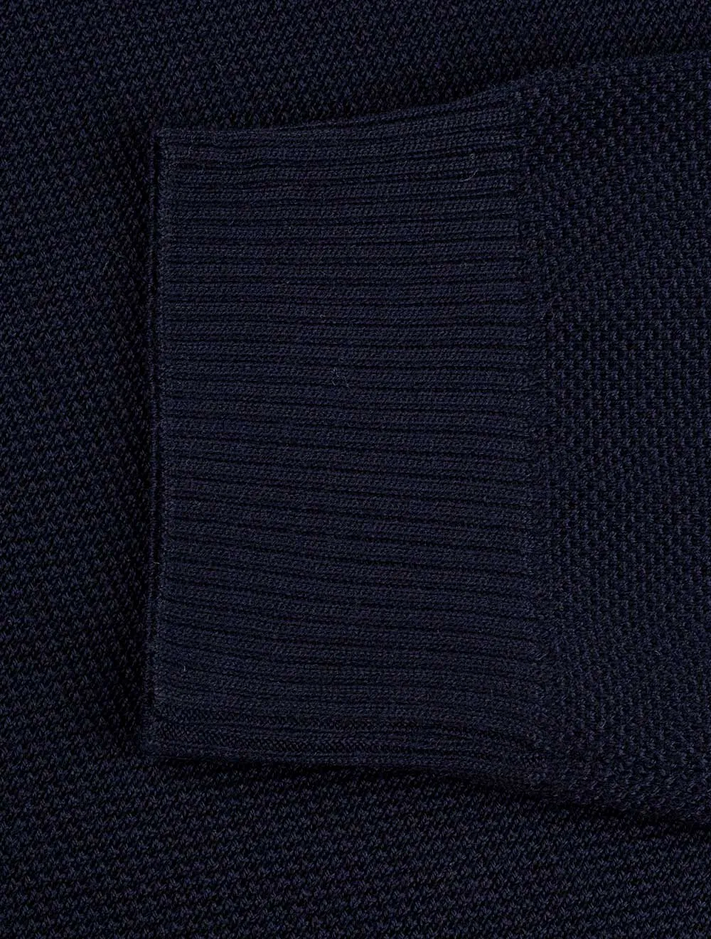 Navy Merino Wool Textured Halfzip