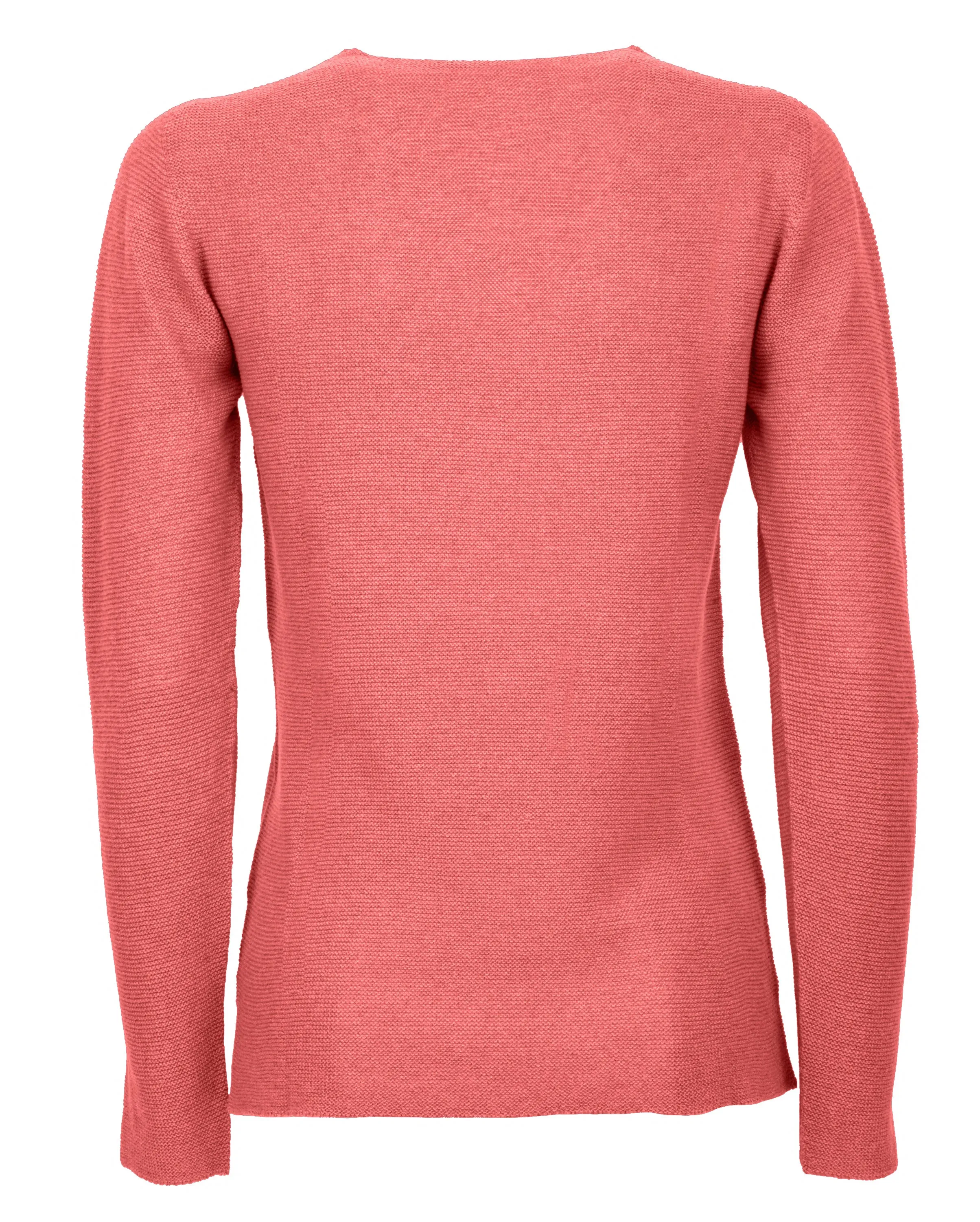 NEW FALL 24 - Women's Pure Cashmere Links Stitch V-Neck Coral Red