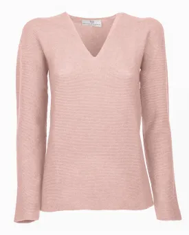 NEW FALL 24 - Women's Pure Cashmere Links Stitch V-Neck Peach