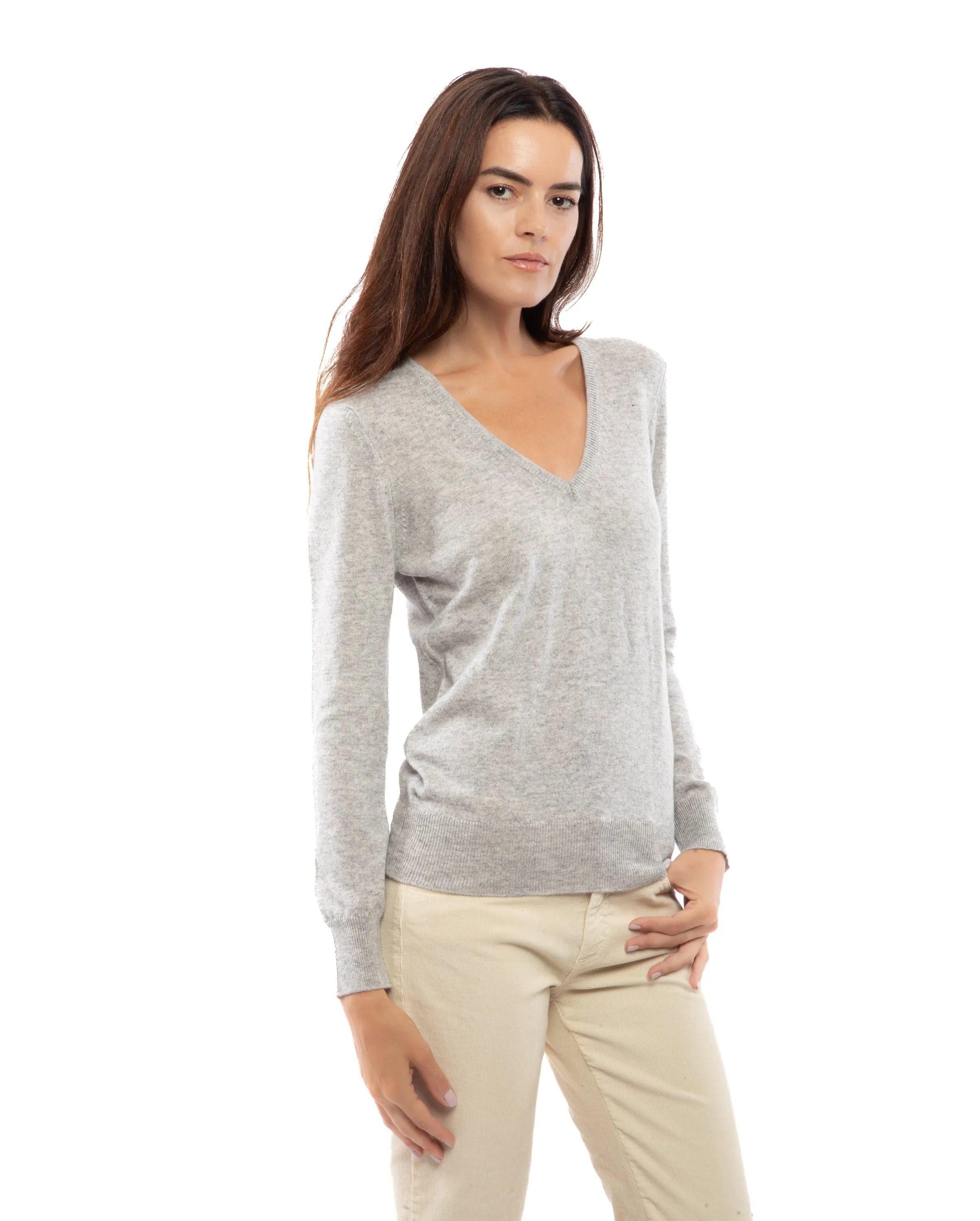 NEW FALL 24 - Women's Pure Cashmere V-Neck Sweater Bordeaux