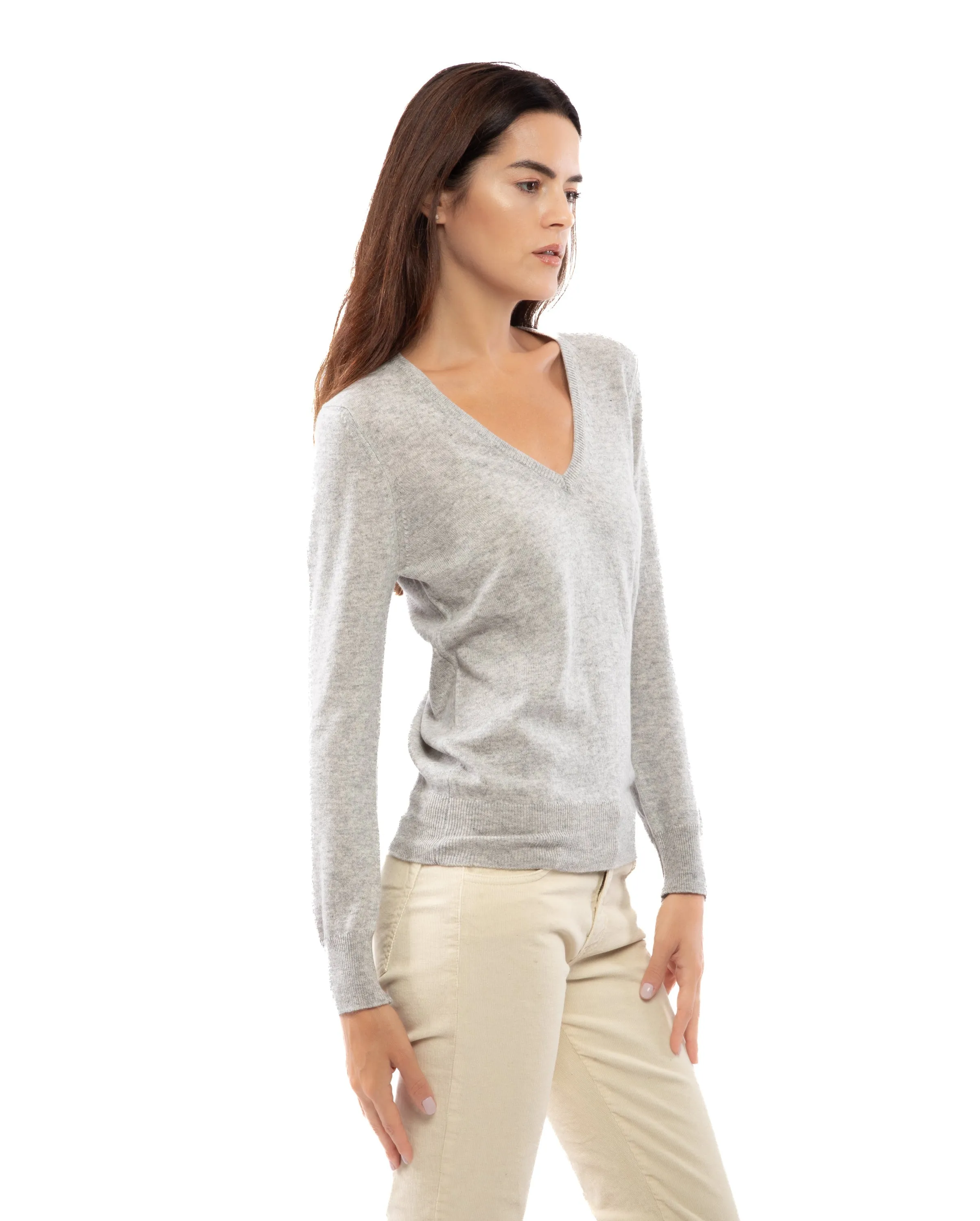 NEW FALL 24 - Women's Pure Cashmere V-Neck Sweater Bordeaux