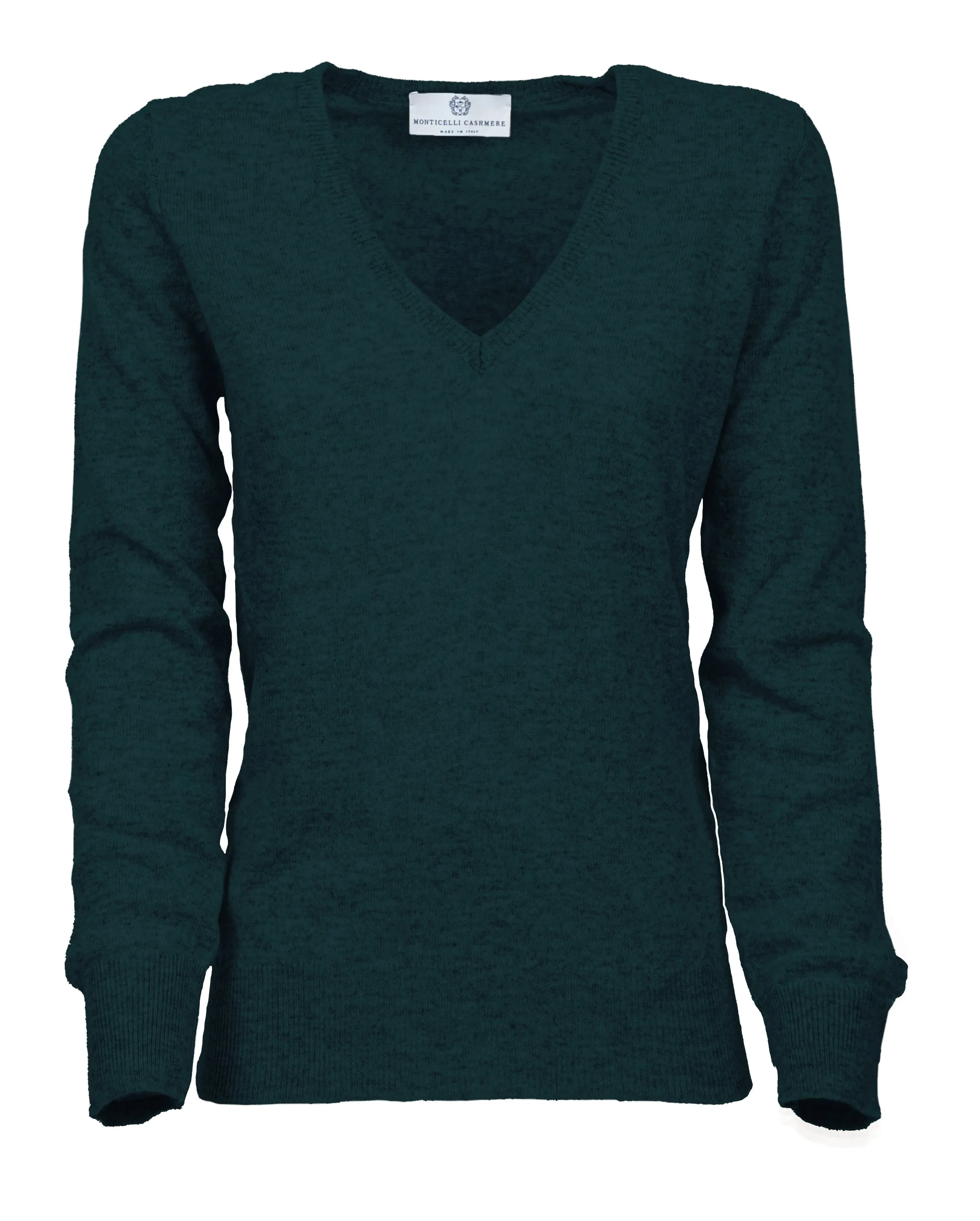 NEW FALL 24 - Women's Pure Cashmere V-Neck Sweater Forest Green