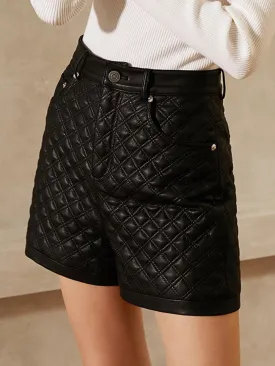 Plaid Leather Shorts