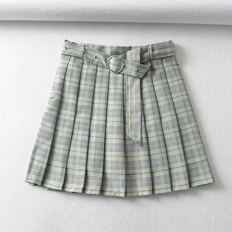 Plaid Pleated Mini Skirts Harajuku Grunge Gothic Streetwear High Waist Retro Dress