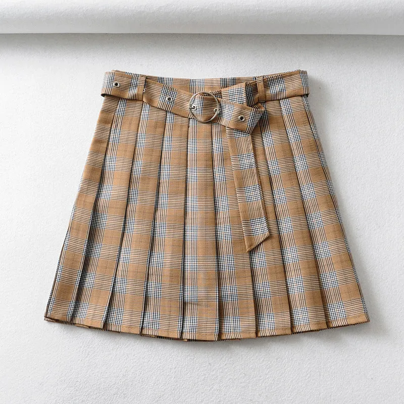 Plaid Pleated Mini Skirts Harajuku Grunge Gothic Streetwear High Waist Retro Dress