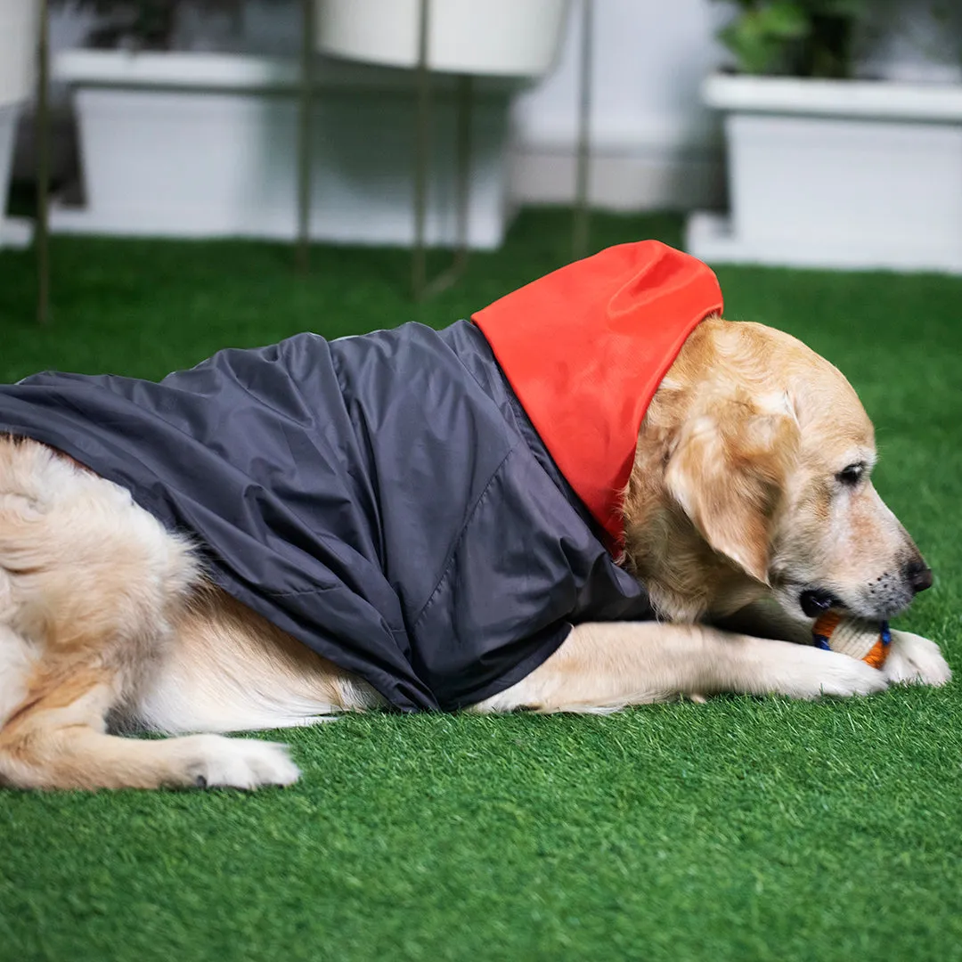 PoochMate Two Toned Rain Coat - Charcoal & Scarlet