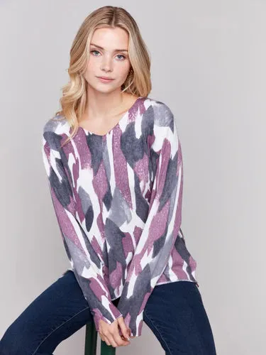 Printed V-Neck Sweater