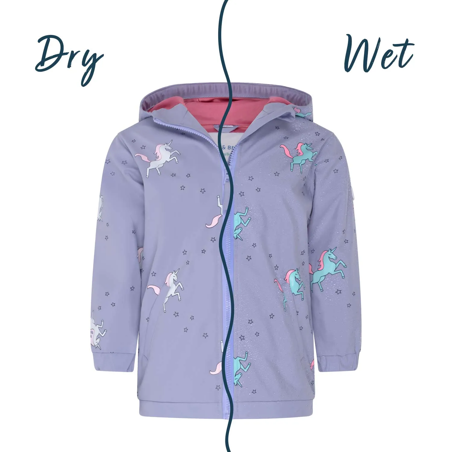 Purple Unicorn Color Changing Kids Raincoat