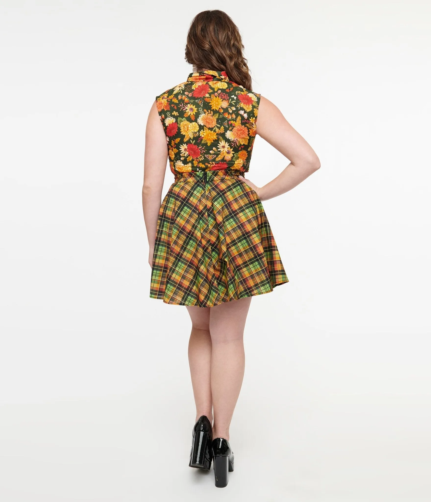 Retrolicious 1950s Autumn Tartan Skater Skirt