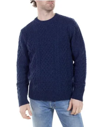 Schott: Men's Midweight Wool Cable Knit Crew Neck Sweater