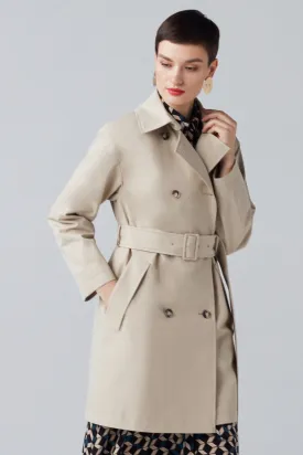 SHORT COTTON BLEND TRENCH COAT IN BEIGE