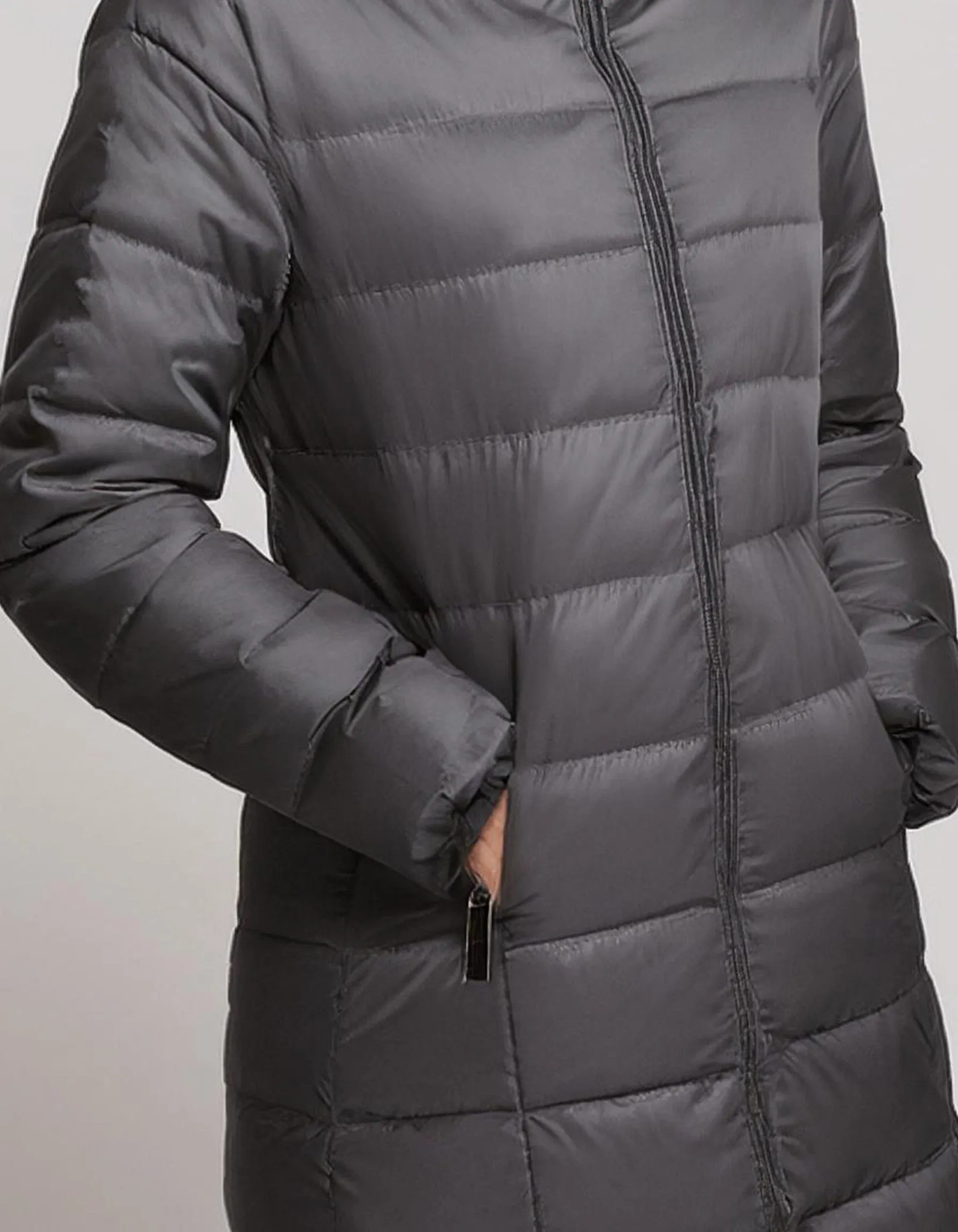 Silver Gray Stand-Collar Puffer Jacket