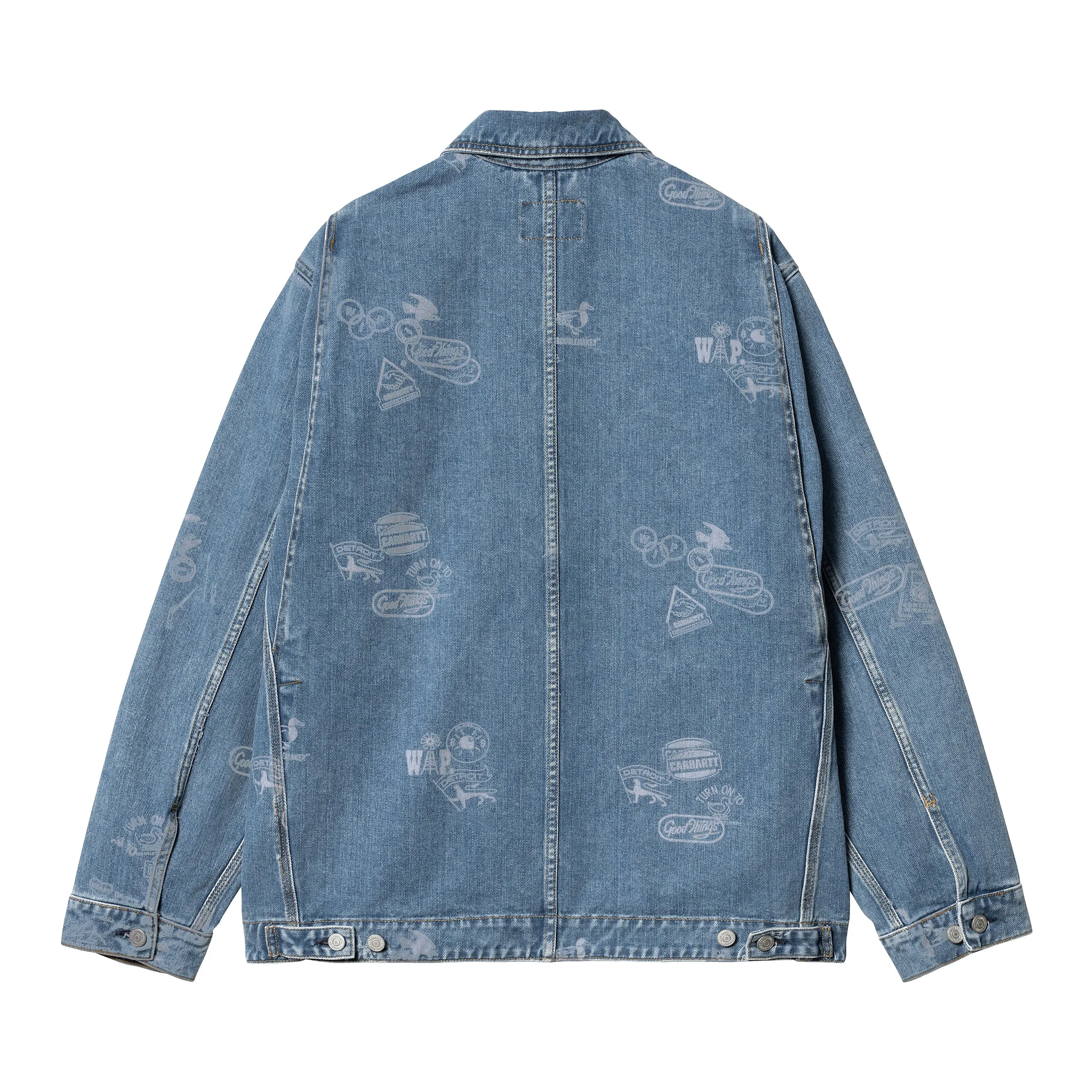 STAMP JACKET STAMP PRINT, BLUE BLEACHED