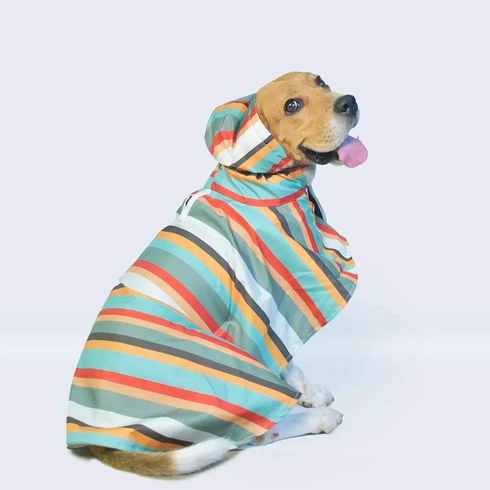 Stripe Printed Cape Style Dog Raincoat