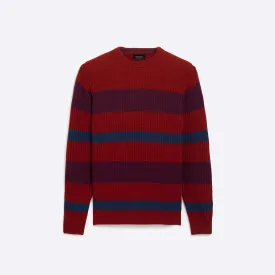 Striped Waffle Crew Neck Sweater