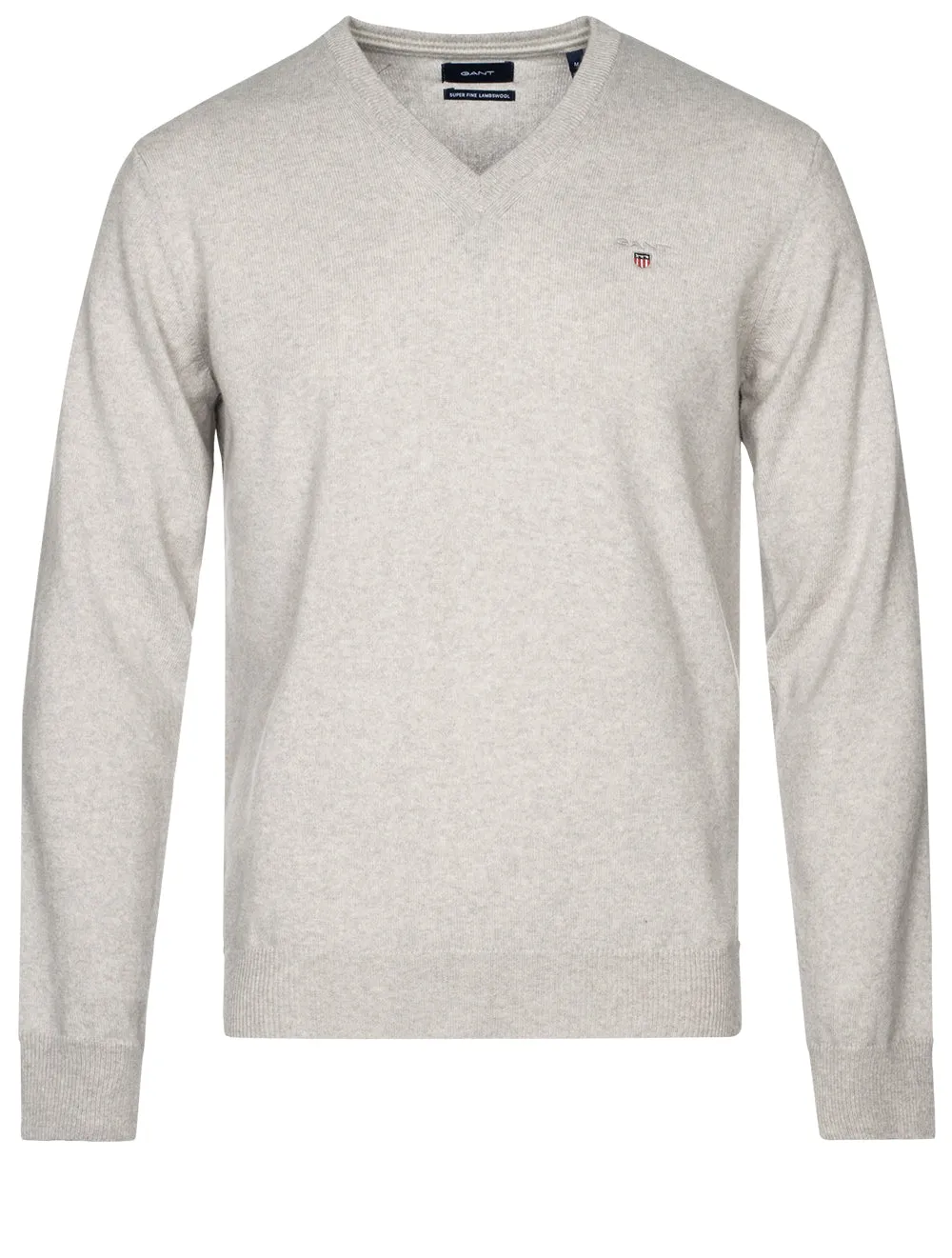 Super Fine Lambswool V-Neck Sweater Light Grey Melange