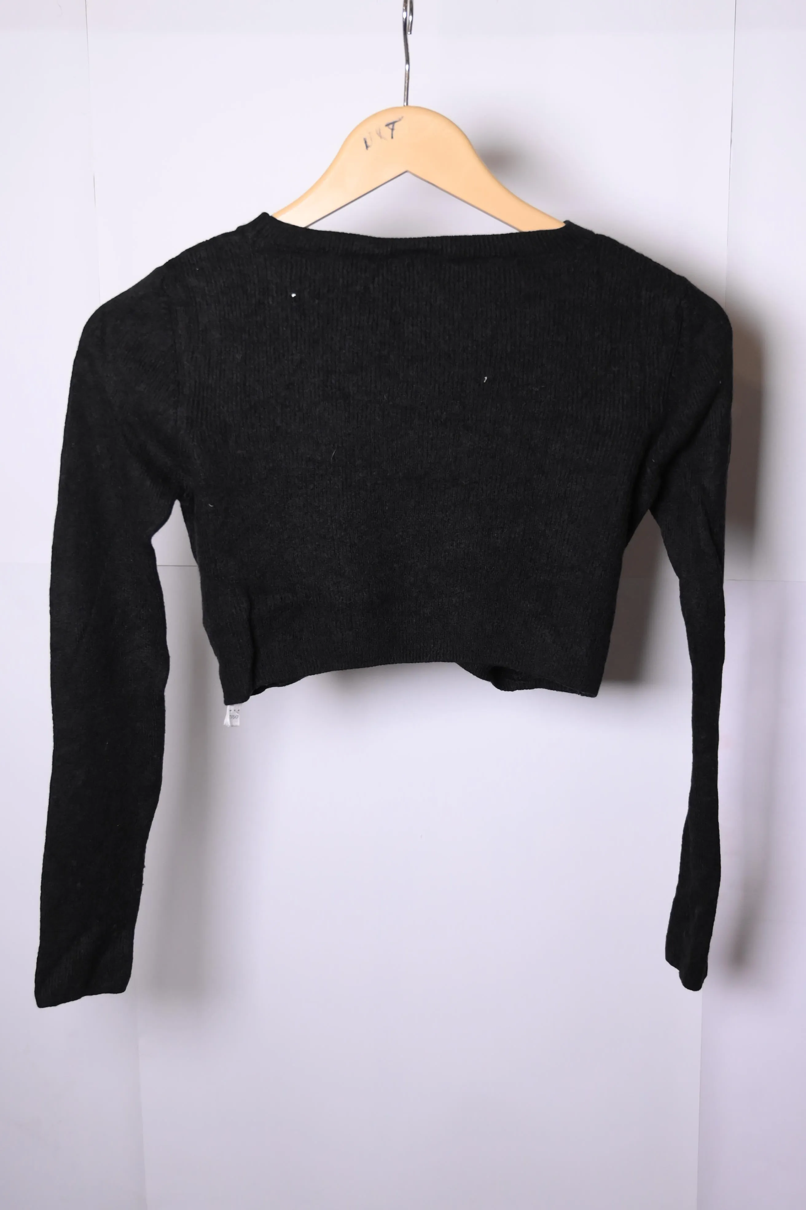 Topshop Black Cropped Knit Sweater