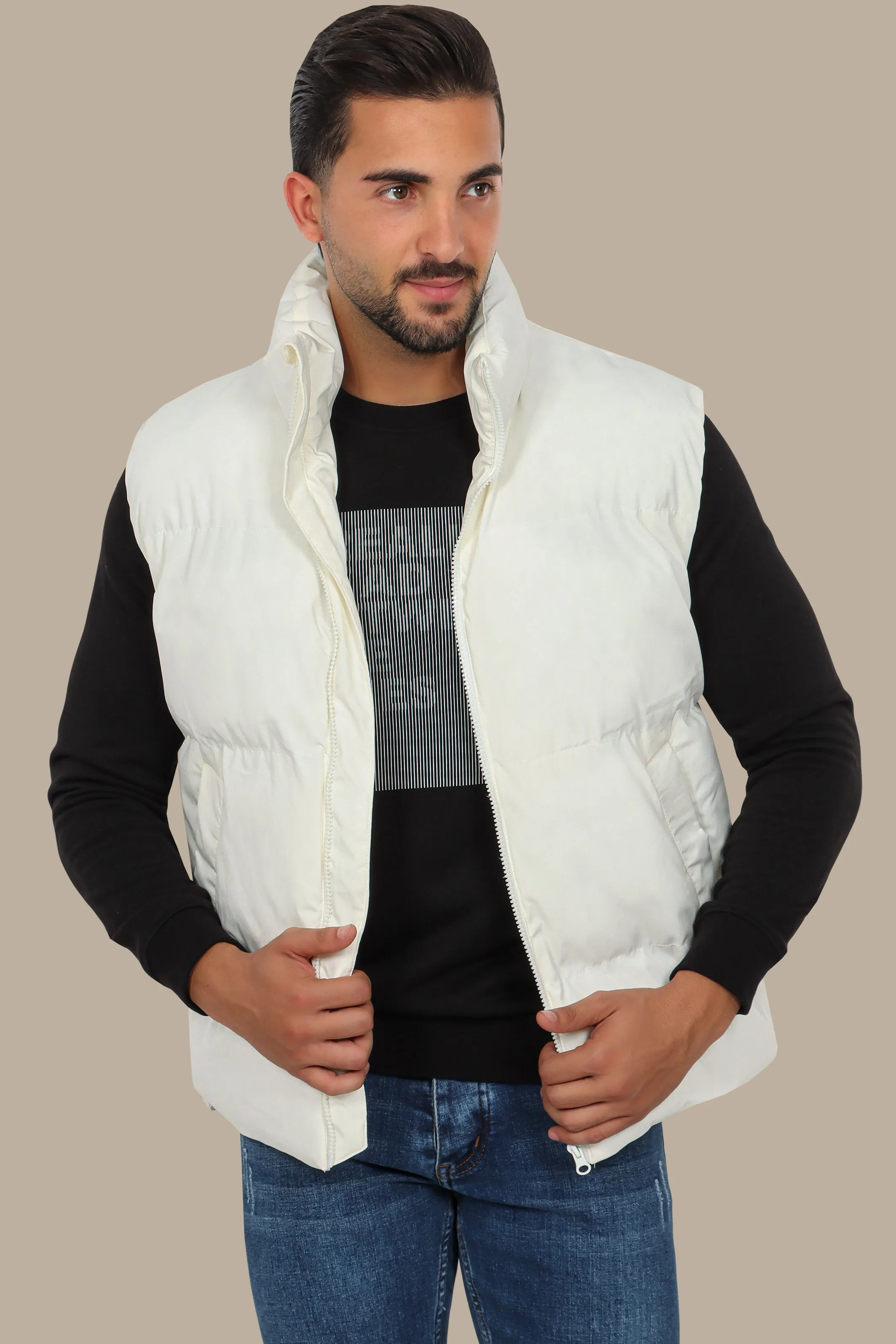 White Basic Puffer Vest