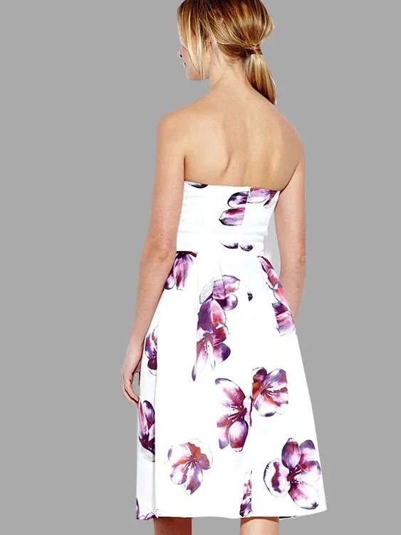 Wholesale Sleeveless Floral Print Backless Cut Out Dresses